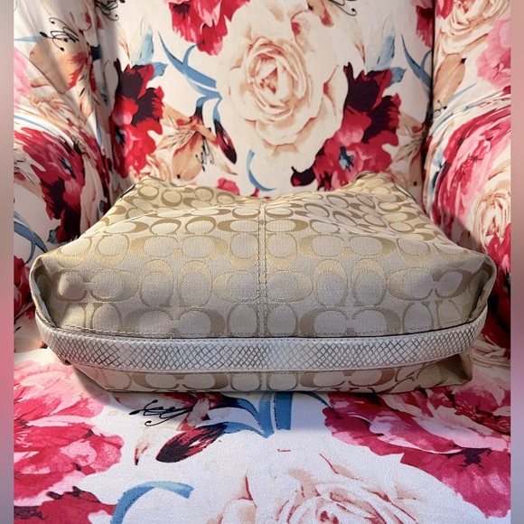 COACH Large Signature Logo Canvas and Leather Hobo Bag - Picture 5 of 14